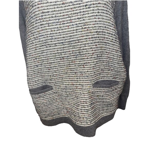 J Crew Women’s Tweed Front Pullover Sweater Pockets Gray Merino Wool Blend Sz M - Picture 3 of 11